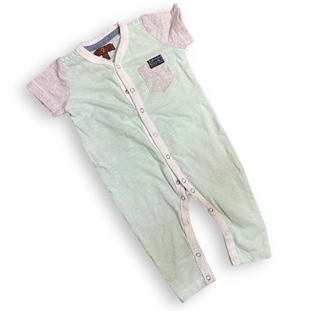 7 For All Mankind Jumpsuit Baby Boy 3-6 Months Green One Piece Coverall Pocket